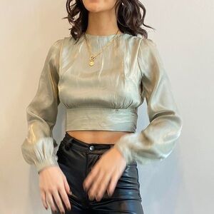 HYFVE Women's Satin Blouse - Silver/light green